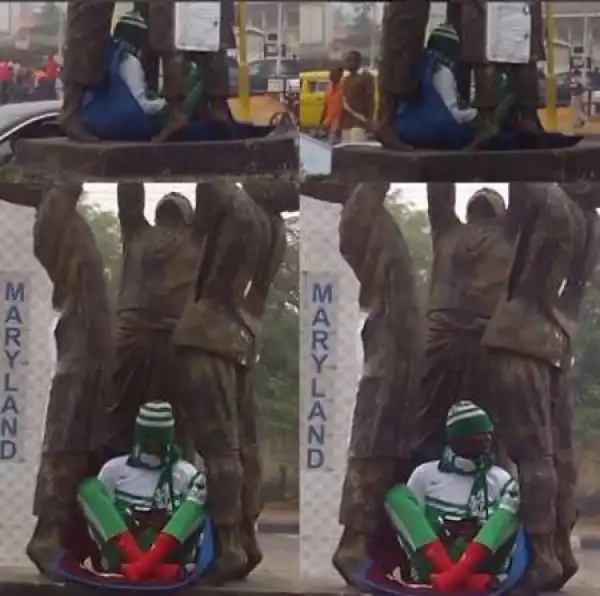 Drama As Man Shock Many Lagosians, Praying In A Statue For 3 days and night, See His Reason